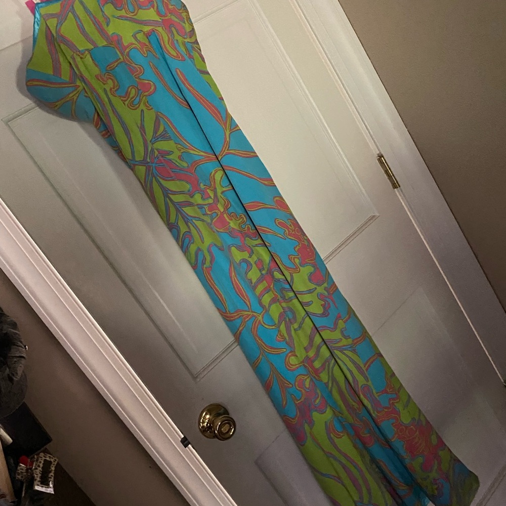 Lilly Pulitzer Blue, Lime & Pink Floral Maxi Dress NWT size 8